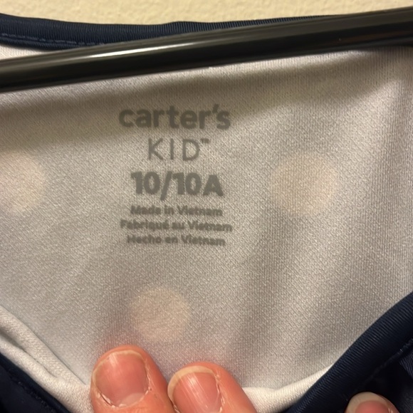 Carters girls Navy Polka Dot and ruffle one shoulder Swimsuit size 10 - Picture 2 of 8